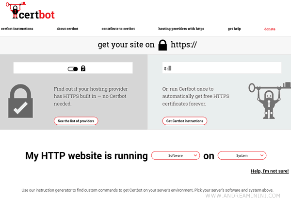 il sito di Certbot